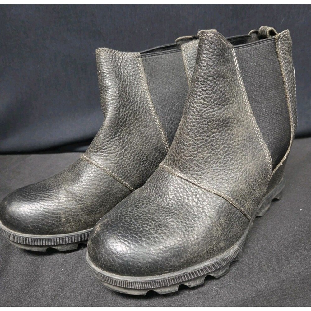 Sorel Joan of Arctic Wedge III Women's Boots Black Leather 8.5 Comfort Shoes